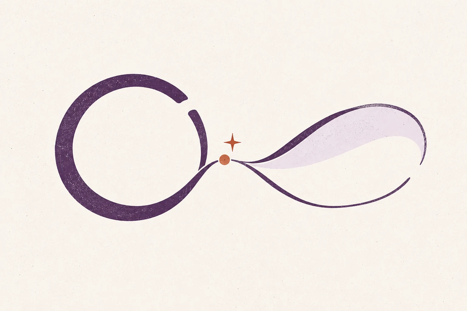A woven line changes from an incomplete circle into a new open shape.